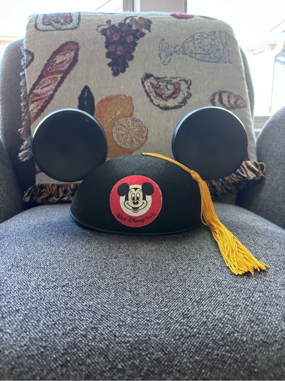 Walt Disney World Black Mickey Ear Hat with Yellow Tassel